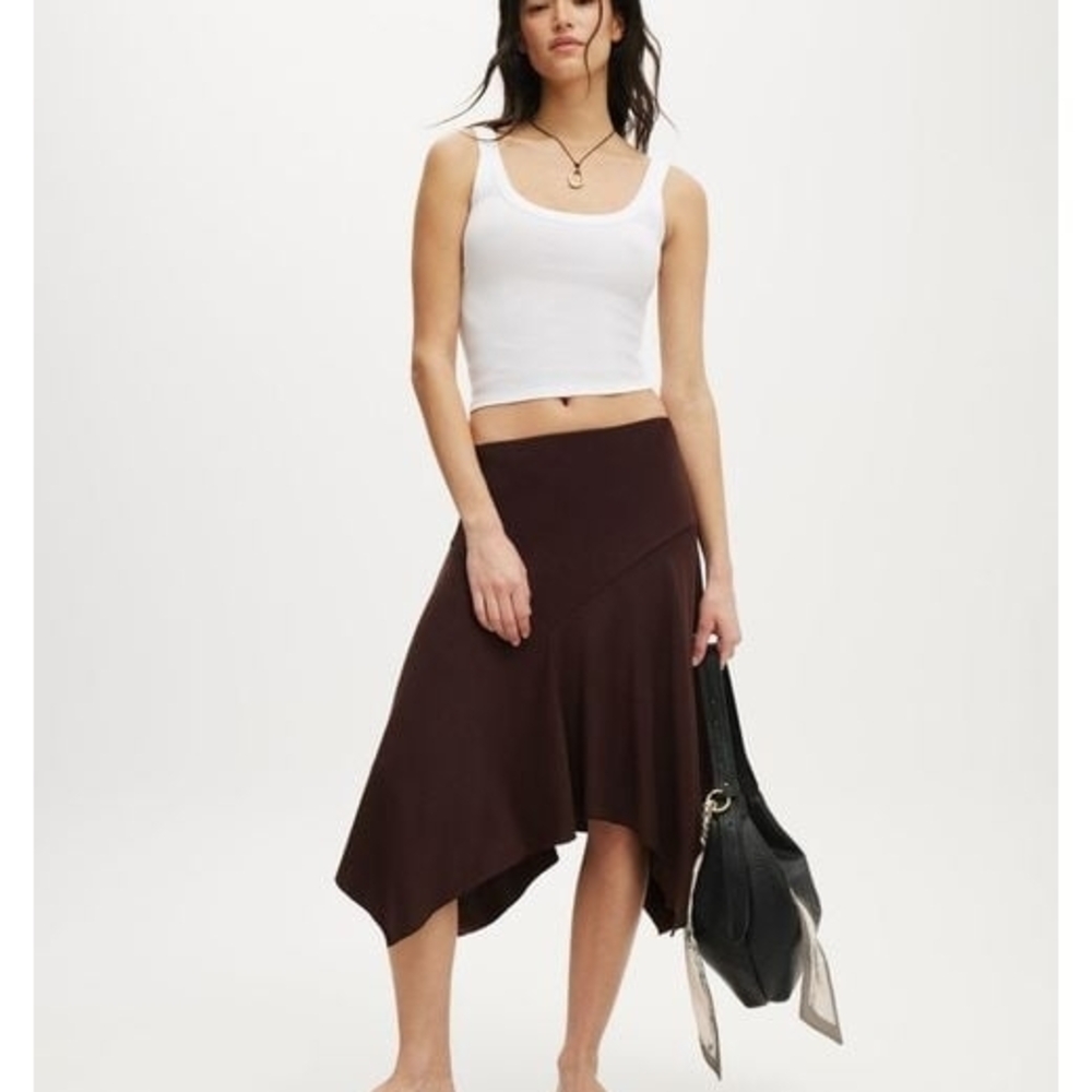 Cotton On Dark Brown Asymmetrical Midi Skirt